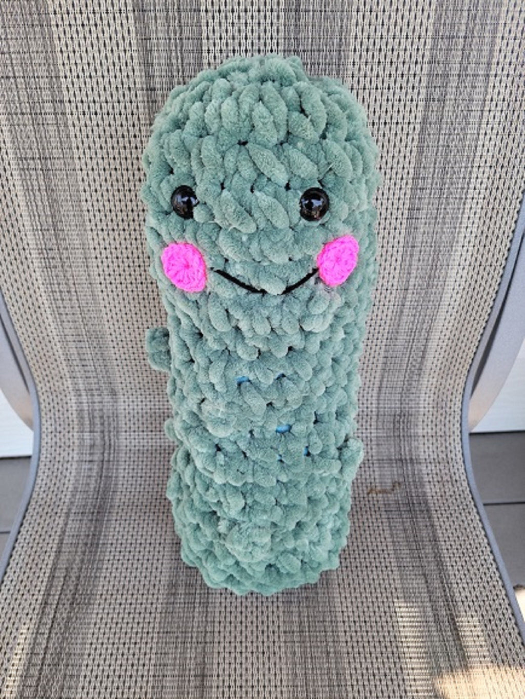 Crocheted stuffed pickle plushie 17"