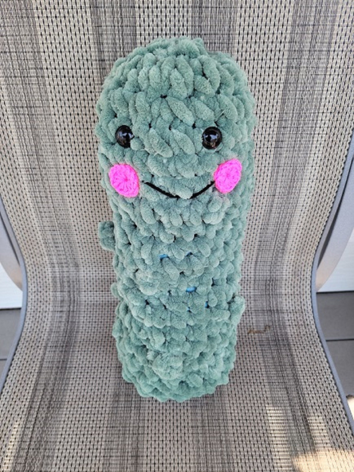 Crocheted stuffed pickle plushie 17"